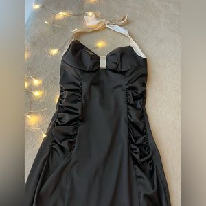 Black and White Cocktail Dress Bow Tie Over the Neck